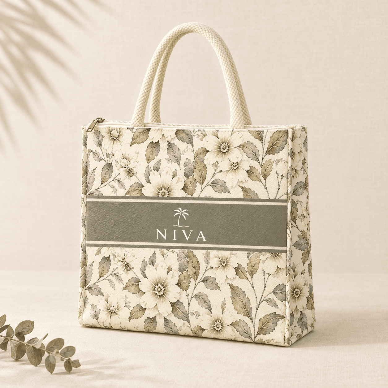 Vintage Floral Canvas Tote 