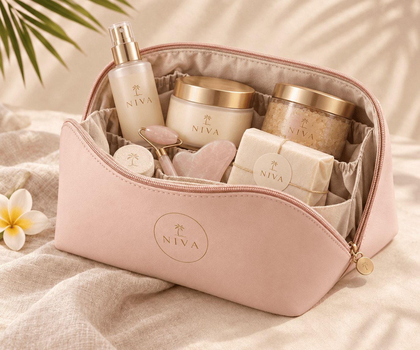 Leather Toiletry Pouch – Blush Pink