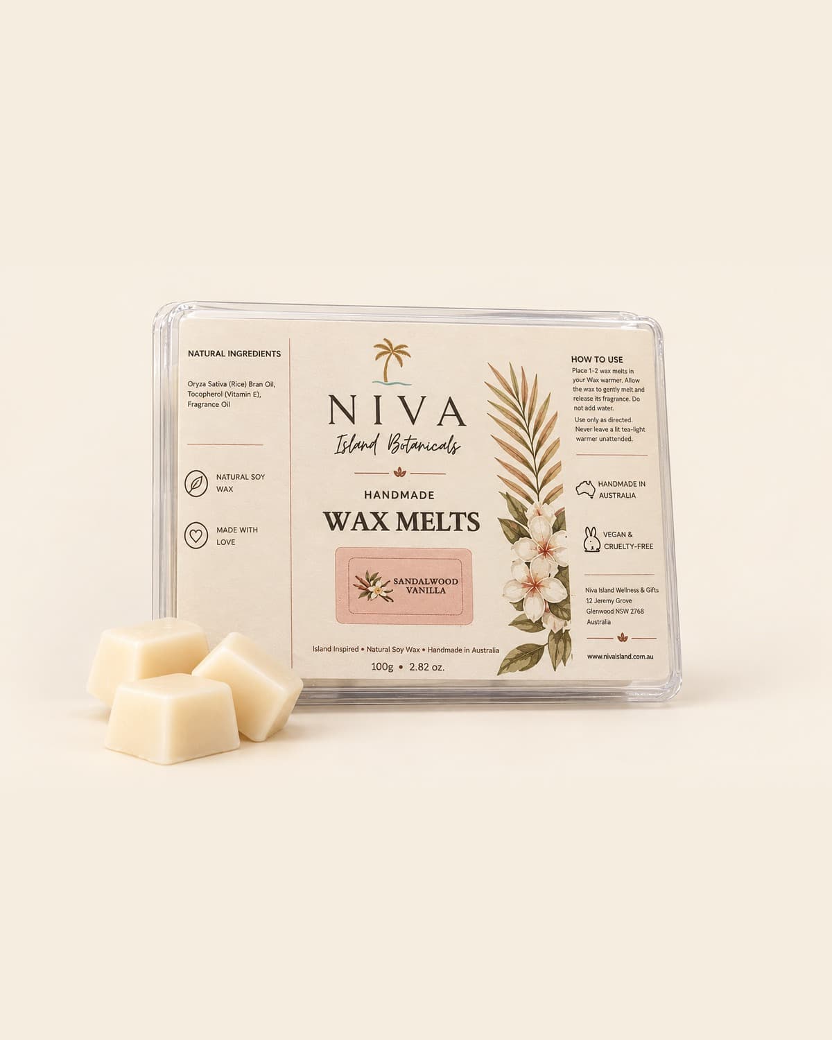 Sandalwood Vanilla Soy Wax Melts – Handmade in Australia | 100 g